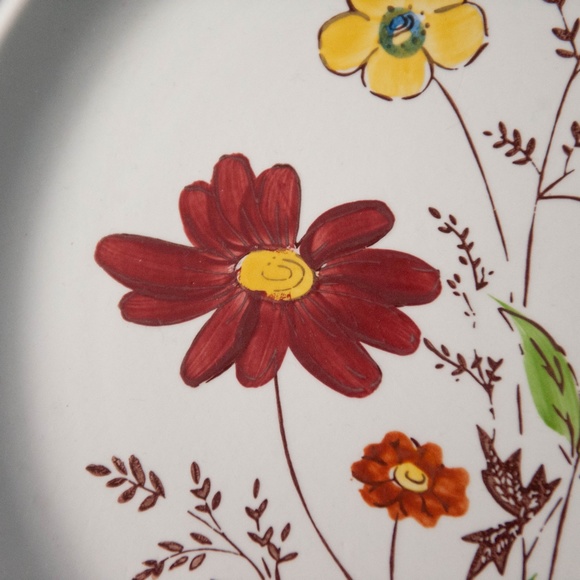 Set of 2 Vintage Lunastone Forest Flower Floral Stoneware 10 5/8" Dinner Plates - Picture 3 of 12